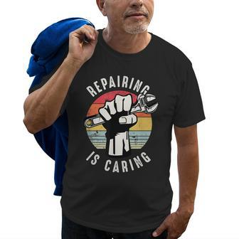 Repairing Is Caring Car Auto Mechanic Handyman Repairman Old Men T-shirt | Mazezy