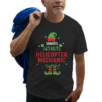Santas Favorite Helicopter Mechanic Christmas Xmas Gift Old Men T-shirt