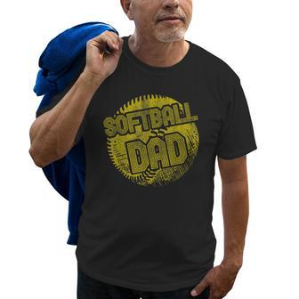 Softball Dad Coach Player Father Daddy Fathers Day Gift Gift For Mens Old Men T-shirt Graphic Print Casual Unisex Tee | Mazezy