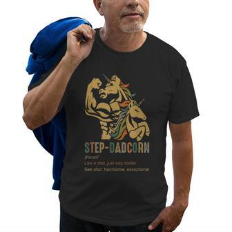 Stepdadcorn Step Dad Unicorn Cooler Fathers Day Mens Old Men T-shirt | Mazezy