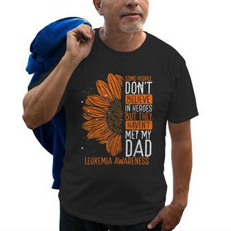 Sunflower Leukemia Awareness Ribbon My Dad Is Hero Warrior Old Men T-shirt | Mazezy
