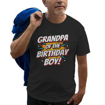 Superhero Party Comics Birthday Grandpa Of Birthday Boy Old Men T-shirt | Mazezy