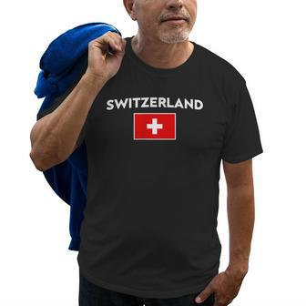 Switzerland Flag Suisse Swiss Schweiz White Red Old Men T-shirt | Mazezy
