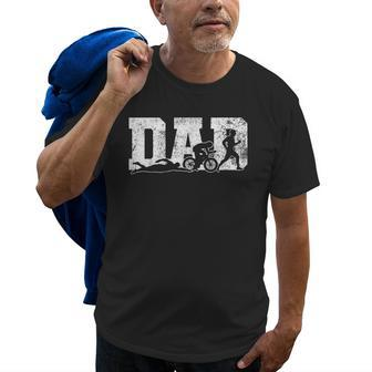 Triathlon Dad Swim Bike Run Fathers Day Old Men T-shirt | Mazezy