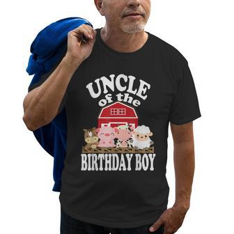 Uncle Of The Birthday Boy Farming Animals Bday Party Old Men T-shirt | Mazezy