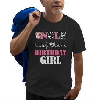 Uncle Of The Birthday For Girl Cow Farm 1St Birthday Cow Old Men T-shirt | Mazezy DE