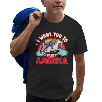 Uncle Sam Unicorn 4Th Of July American Flag Patriotic Usa Old Men T-shirt
