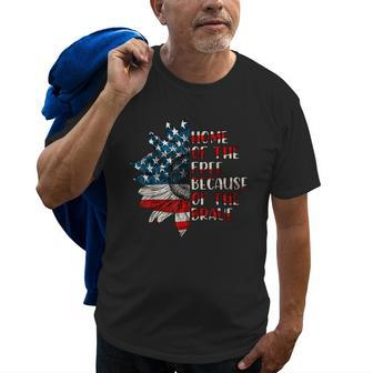 Us Flag Sunflower Home Of The Free Because Of The Brave Old Men T-shirt | Mazezy