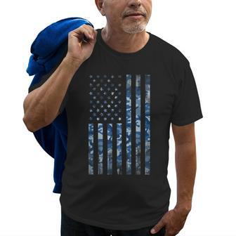 Us Navy Camo Veteran American Flag Military Blue Old Men T-shirt | Mazezy