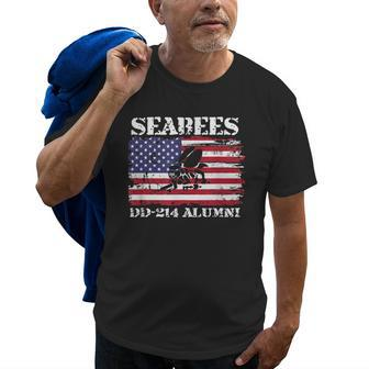 Us Navy Seabees Veteran Gift Dd214 Military American Flag Old Men T-shirt | Mazezy
