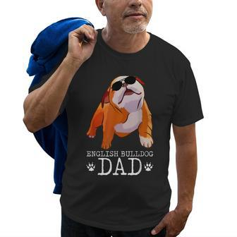 Vintage English Bulldog Dad Funny Dog Lover For Papa Father Old Men T-shirt | Mazezy