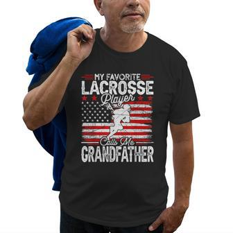 Vintage My Favorite Lacrosse Player Calls Me Grandfather Gift For Mens Old Men T-shirt | Mazezy