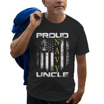 Vintage Proud Navy Uncle With American Flag Gift Old Men T-shirt | Mazezy