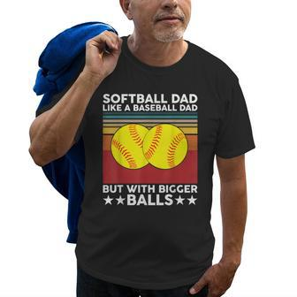 Vintage Softball Dad Like A Baseball Dad Us Flag Fathers Day Old Men T-shirt | Mazezy