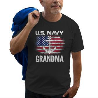 Vintage Us Navy With American Flag For Grandma Gift Old Men T-shirt | Mazezy