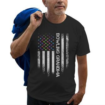 Vintage Usa American Flag Bowling Grandma Bowler Distressed Old Men T-shirt | Mazezy