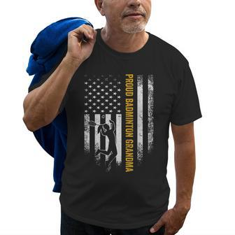 Vintage Usa American Flag Proud Badminton Grandma Silhouette Old Men T-shirt | Mazezy