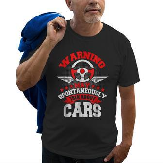 Warning I May Spontaneously Talk Cars Auto Mechanic Old Men T-shirt | Mazezy