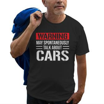 Warning May Spontaneously Talk About Cars Mechanic Old Men T-shirt | Mazezy