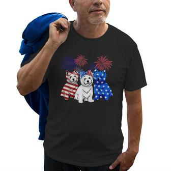 West Highland White Terrier Us Flag 4Th July Dog Mom Dog Dad Old Men T-shirt | Mazezy