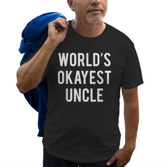 Worlds Okayest Uncle Funny Uncle Old Men T-shirt | Mazezy