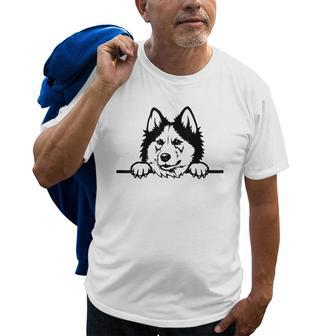 Cute Siberian Husky Dog Face Pup Pet Puppy Lover Dad Mom Old Men T-shirt | Mazezy