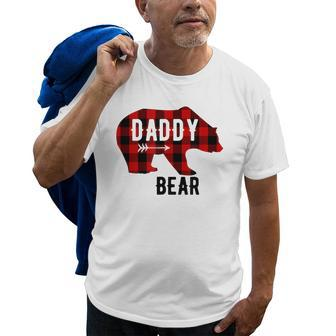 Daddy Bear Black Red Buffalo Plaid Bear Gift For Dad Gift For Mens Old Men T-shirt | Mazezy