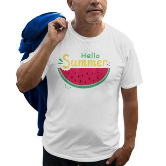 Hello Summer Watermelon Mom Dad Kids Family Summer Vacation Old Men T-shirt | Mazezy