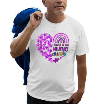 Love Heart Purple Up Military Child Month Military Kids Gift Old Men T-shirt | Mazezy