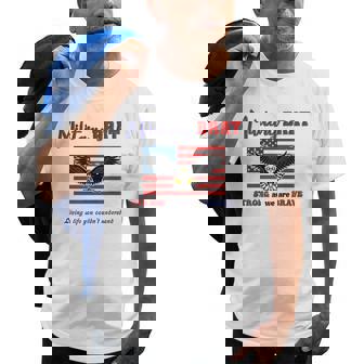 Military Brat Strong Brave Eagle American Flag Purple Up Old Men T-shirt | Mazezy