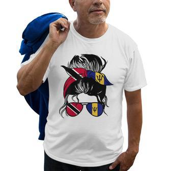 Trinidadian And Barbadian Mix Messy Bun Barbados Gift For Womens Old Men T-shirt | Mazezy