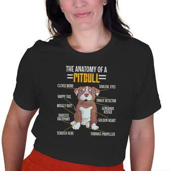 Anatomy Of A Pitbull Dog Lovers Mom Dad Resting Pit Face Old Women T-shirt Graphic Print Casual Unisex Tee