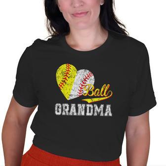 Baseball Softball Ball Heart Grandma Old Women T-shirt | Mazezy