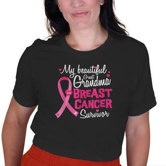 Beautiful Great Grandma Breast Cancer Survivor Awareness Old Women T-shirt | Mazezy