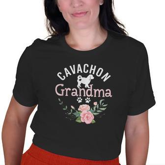 Cavachon Grandma Womens Cavachon Dog Lover Christmas Old Women T-shirt | Mazezy