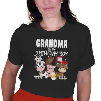 Farm Animals Barnyard Farm House Grandma Of The Birthday Boy Old Women T-shirt | Mazezy