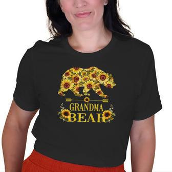 Grandma Bear Sunflower Hippie Cute Family Matching Old Women T-shirt | Mazezy