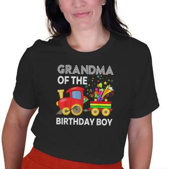 Grandma Of The Birthday Boy Train Birthday Party Toddler Boy Old Women T-shirt | Mazezy