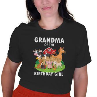 Grandma Of The Birthday Girl Farm Animal Matching Farm Theme Old Women T-shirt | Mazezy