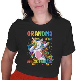 Grandma Of The Birthday Princess Dabbing Unicorn Girl Old Women T-shirt | Mazezy