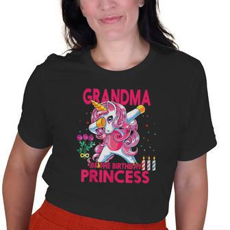 Grandma Of The Birthday Princess Dabbing Unicorn Girls Old Women T-shirt | Mazezy