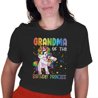 Grandma Of The Birthday Princess Girl Flossing Unicorn Old Women T-shirt | Mazezy