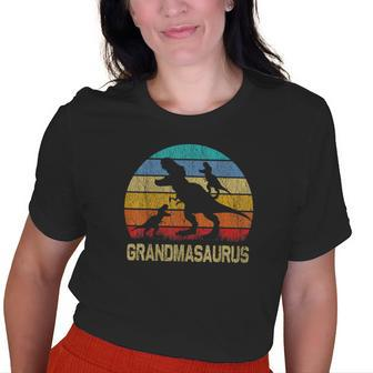 Grandma Dinosaur T Rex Grandmasaurus 2 Kids Family Matching Old Women T-shirt | Mazezy