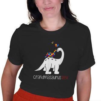 Grandmasaurus Dinosaur Autism Awareness Fun Grandma T Old Women T-shirt | Mazezy