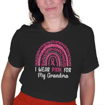 Gza0 Rainbow Wear Pink For Grandma Breast Cancer Awareness Old Women T-shirt | Mazezy