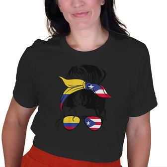Half Puerto Rican Half Colombian Pride Puerto Rico Colombia Old Women T-shirt | Mazezy