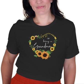 Happiness Is Being A Grandma Sunflower Heart Old Women T-shirt | Mazezy