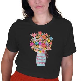 Happiness Is Being A Mormor Flower Danish Swedish Grandma Old Women T-shirt | Mazezy