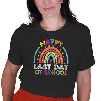 Happy Last Day Of School Teacher Kids Graduation Rainbow Old Women T-shirt | Mazezy