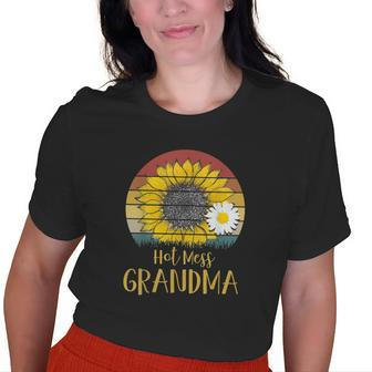 Hot Mess Grandma Sunflower Retro Vintage Old Women T-shirt | Mazezy